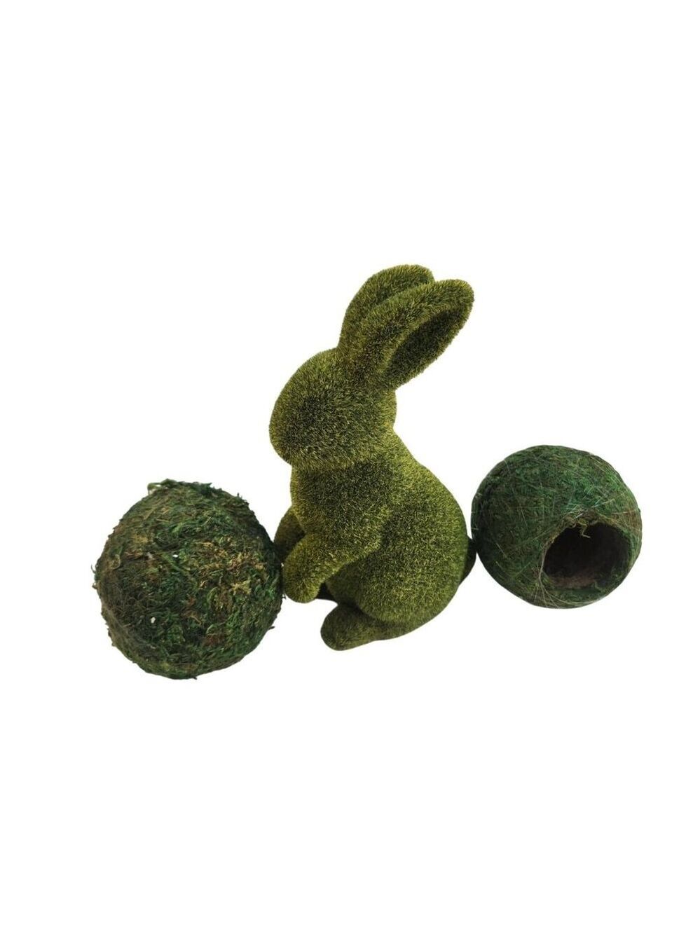 Moss Bunny Rabbit Figurine With Open Moss Balls Spring Easter Wreath Craft Suppl - Picture 7 of 13